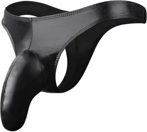 Mens Faux Leather Flying Bird Leather Thong Valentine Briefs
