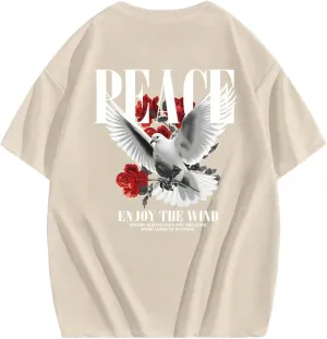Men's Oversized T Shirt Short Sleeve Crew Neck Graphic Tees Drop Shoulder Summer Tops Streetwear