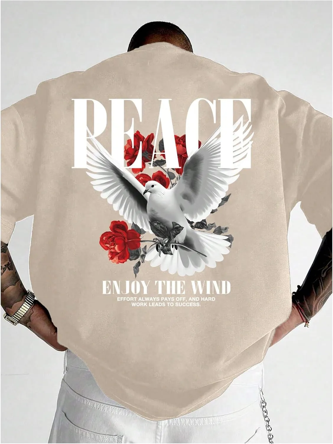Men's Oversized T Shirt Short Sleeve Crew Neck Graphic Tees Drop Shoulder Summer Tops Streetwear