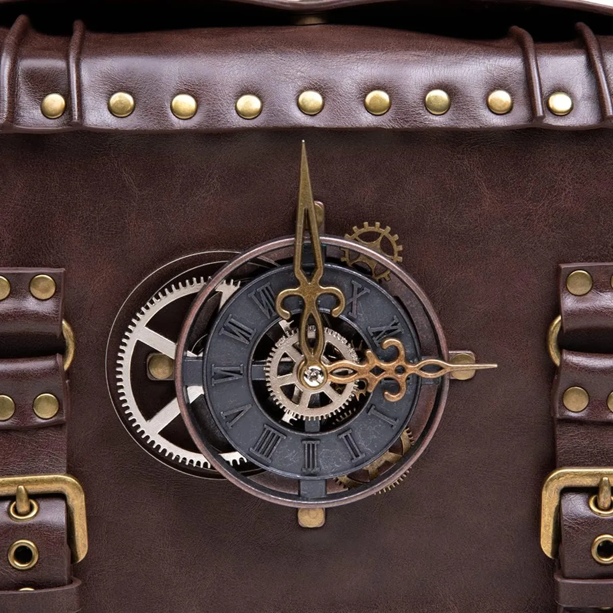 Messenger Bag Leather Retro Briefcase Steampunk Crossbody Shoulder Purse Satchel for Women Lolita Gothic Costume Accessory
