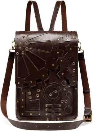 Messenger Bag Leather Retro Briefcase Steampunk Crossbody Shoulder Purse Satchel for Women Lolita Gothic Costume Accessory
