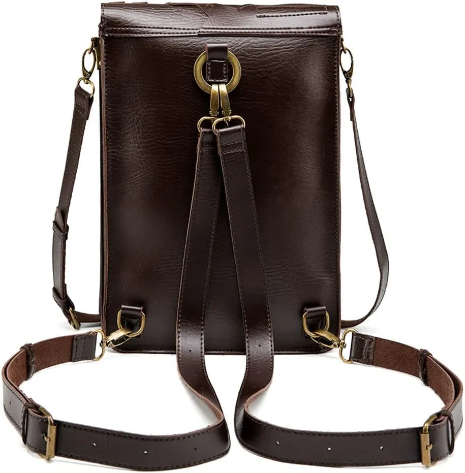 Messenger Bag Leather Retro Briefcase Steampunk Crossbody Shoulder Purse Satchel for Women Lolita Gothic Costume Accessory