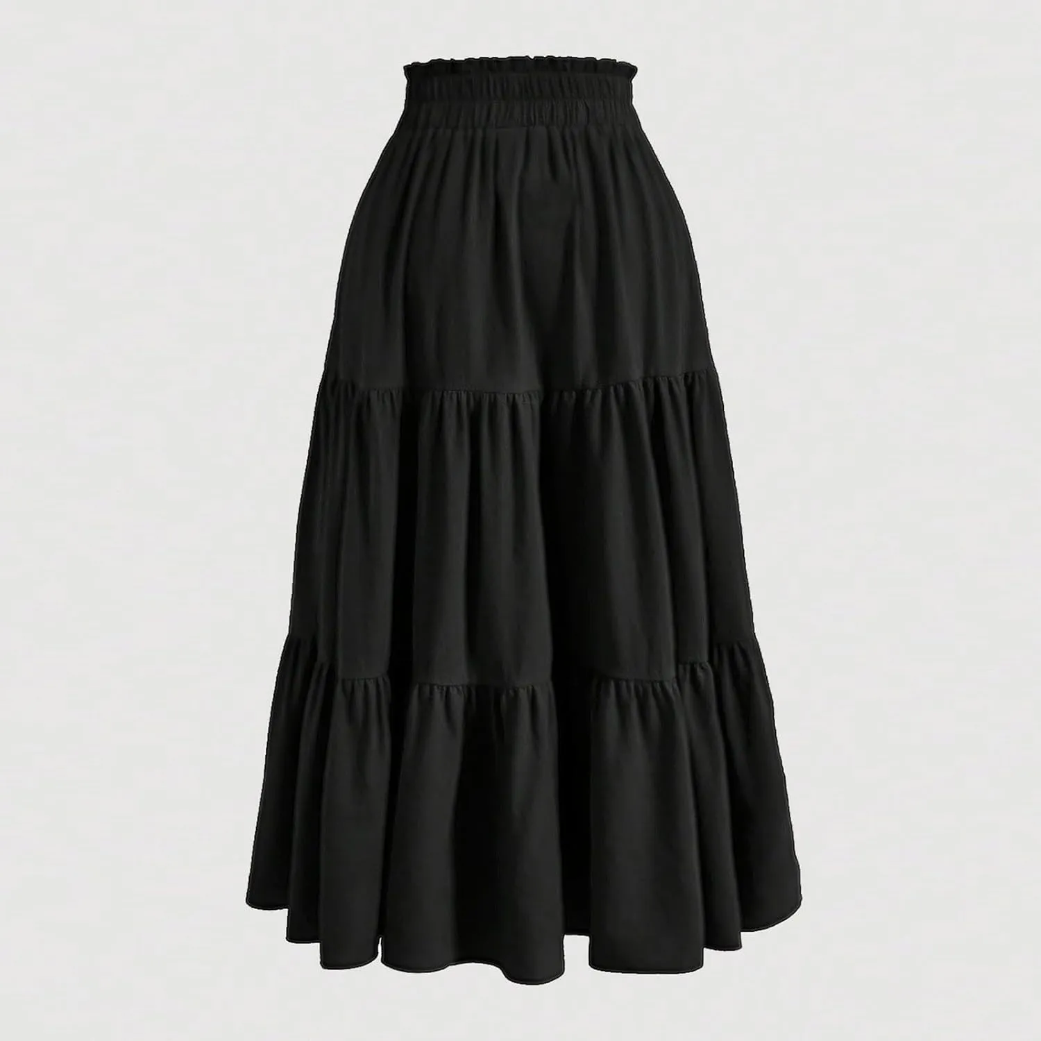 Midi Skirts for Women - Bohemian High Waist Elastic Ruffle A-Line Pleated Skirt for Summer