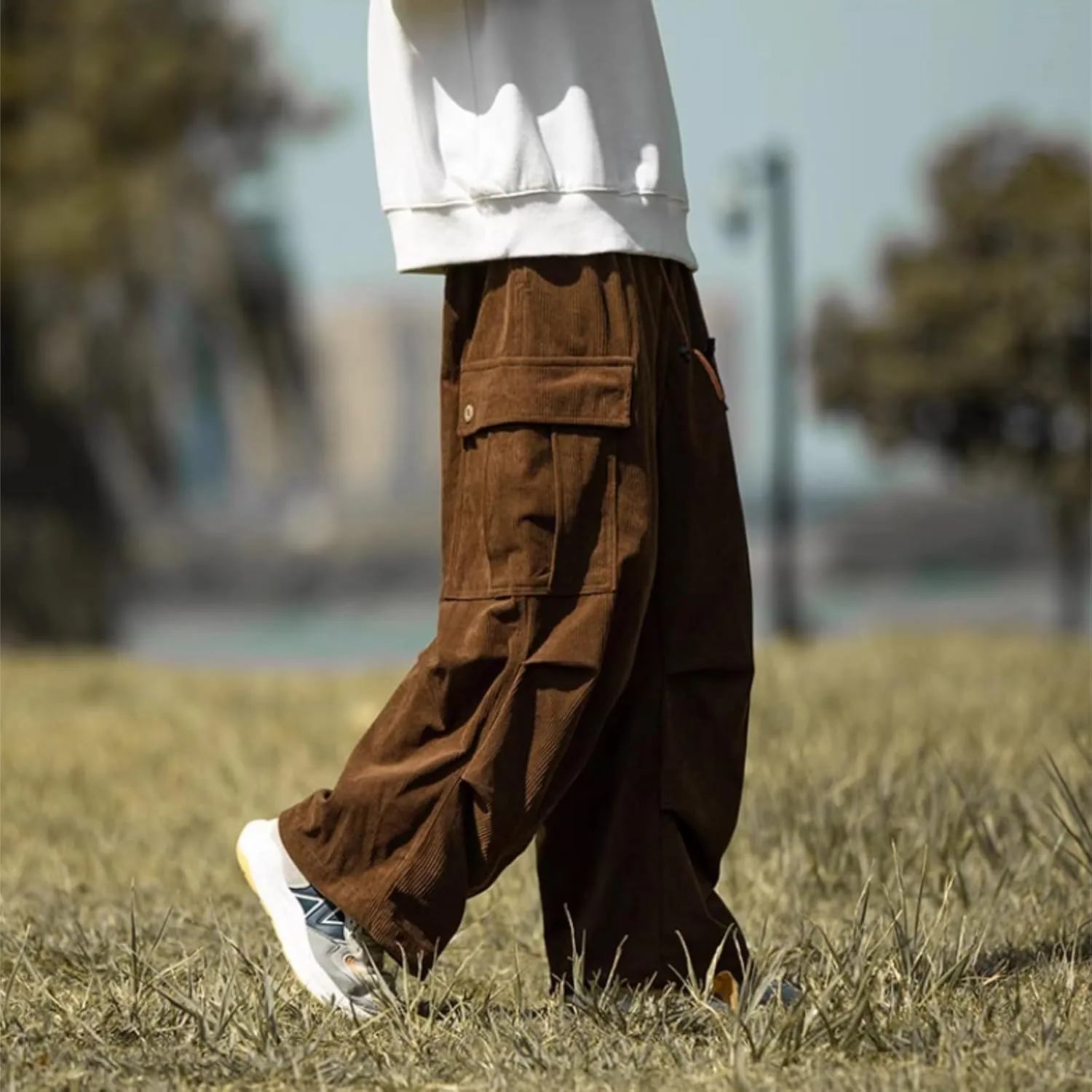 MIDOO Golf Pants Men Tapered Leg Casual Fleece Joggers Loose Open Bottom Athletic Pants Straight Leg Outdoor Hiking Pants