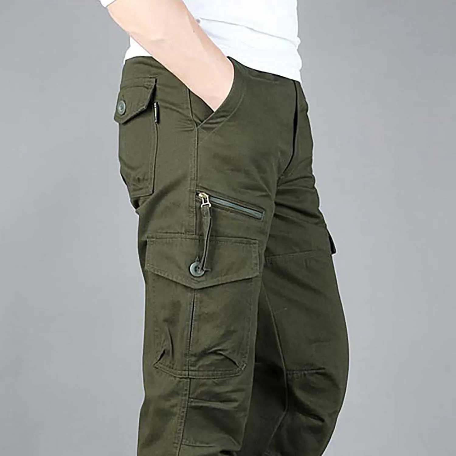 MIDOO Mens Cargo Pants Slim Fit Casual Joggers Athletic Pants Flex Stretch Loose Straight Sweatpants Work Hiking Pants