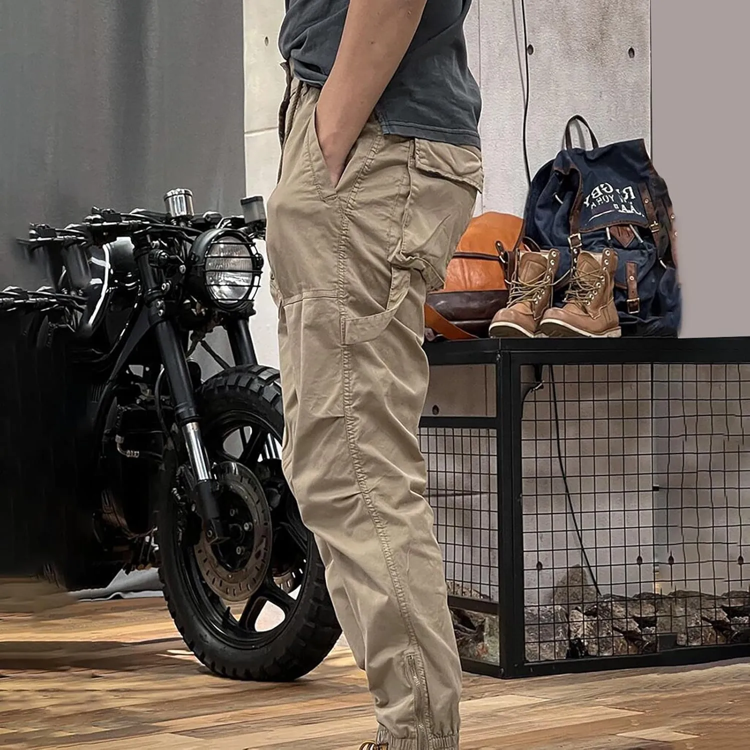 MIDOO Mens Cargo Pants with Pockets Casual Joggers Athletic Pants Flex Stretch Loose Straight Sweatpants Work Hiking Pants