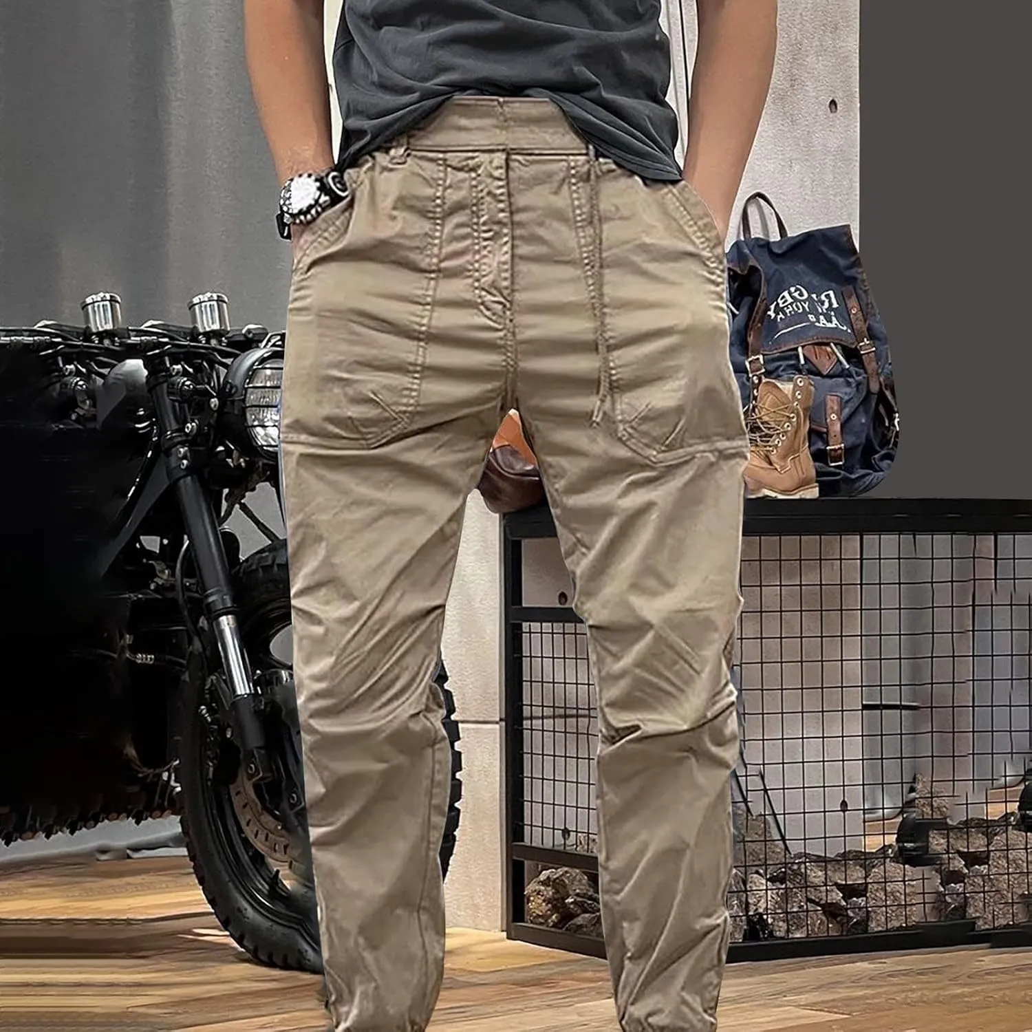 MIDOO Mens Cargo Pants with Pockets Casual Joggers Athletic Pants Flex Stretch Loose Straight Sweatpants Work Hiking Pants