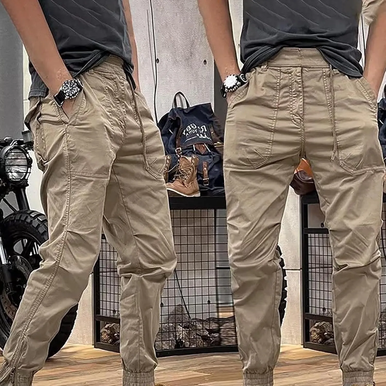 MIDOO Mens Cargo Pants with Pockets Casual Joggers Athletic Pants Flex Stretch Loose Straight Sweatpants Work Hiking Pants