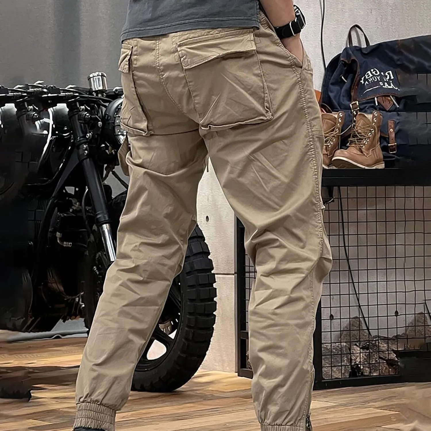 MIDOO Mens Cargo Pants with Pockets Casual Joggers Athletic Pants Flex Stretch Loose Straight Sweatpants Work Hiking Pants
