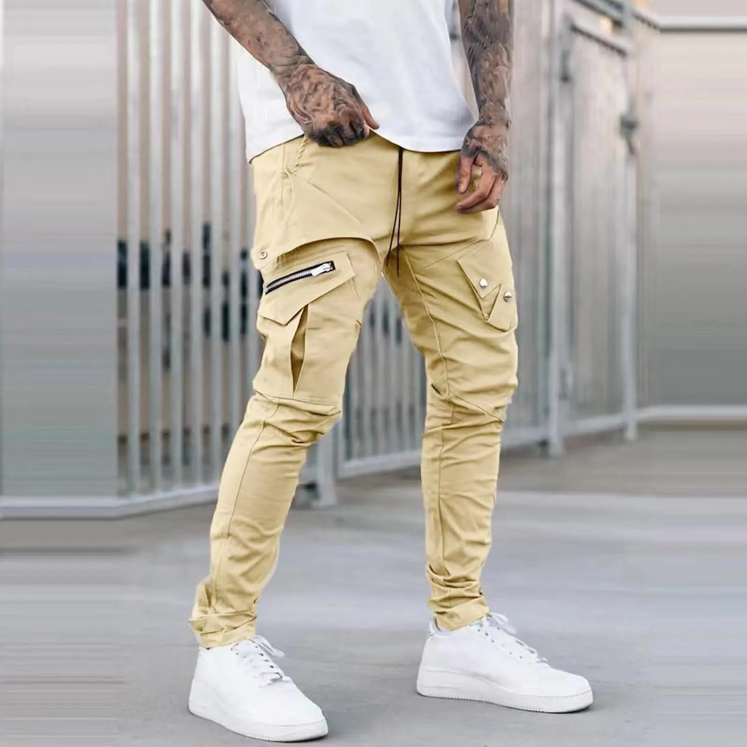 MIDOO Mens Tactical Pants Stretch Flex Casual Loose Straight Sweatpants Outdoor Lightweight Work Hiking Pants Jogger Tousers