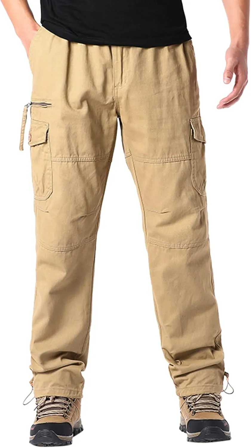 MIDOO Work Pants for Men Construction Flex Casual Pants Stretch Drawstring Waistband Tapered Leg Sweatpants with Pockets