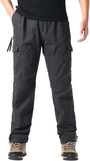 MIDOO Work Pants for Men Construction Flex Casual Pants Stretch Drawstring Waistband Tapered Leg Sweatpants with Pockets