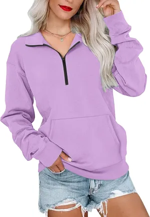 MISFAY Womens Half Zip Oversized Sweatshirts 2025 Casual Long Sleeve Hoodies Quarter Zip Up Pullover Fall Outfits with Pocket