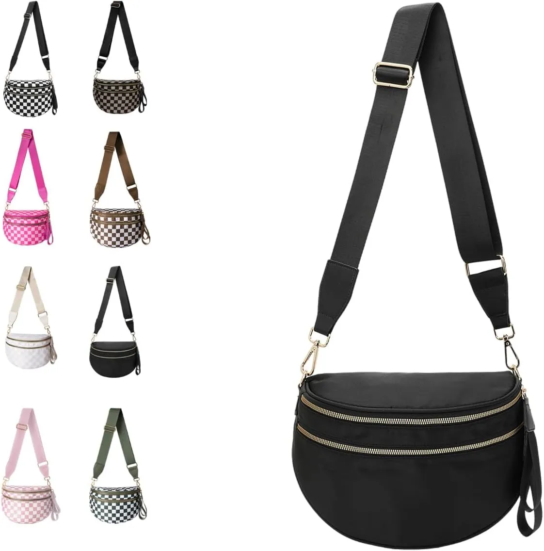 Nuvore Crossbody Bag, Checkered Nylon Crossbody Bag for Women, Large Capacity Shoulder Bag Fashionable and Versatile