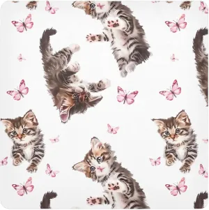 ODAWA Cute Kittens White Self-adhesive Cloth 21.7X21.7 Inch Magic Flexible Folding Self-Stick Makeup Bag for Camera, Lens, Laptop