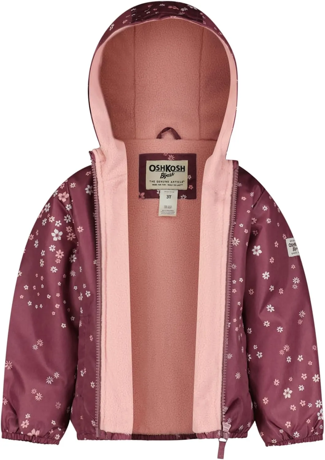 OSHKOSH B'GOSH Baby Girls' Fleece Lined Water Resistant Midweight Hooded Jacket
