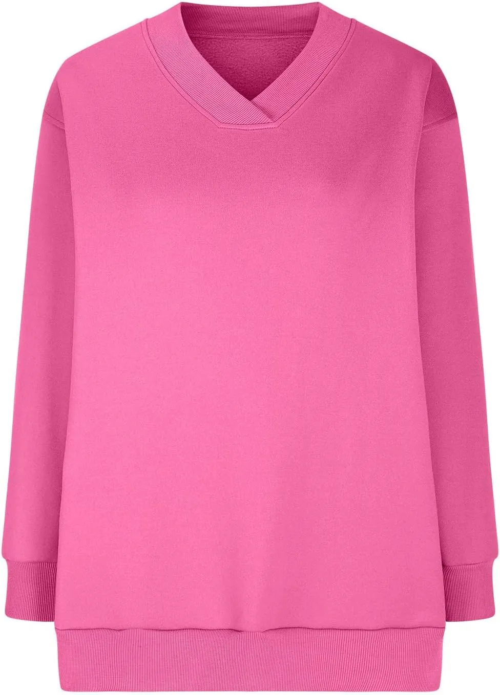 Oversized Fleece Sweatshirts For Women Trendy 2024 Long Sleeve v Neck Pullover Tops Casual Loose Solid Fall Clothes