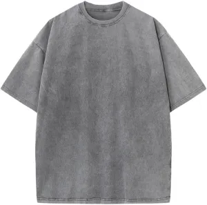 Oversized Tee Shirt for Men Heavy Cotton Vintage T-Shirt Loose Fit Short Sleeve Casual Shirts