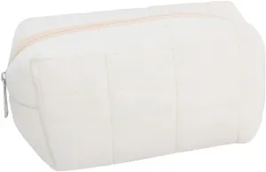 Plush Makeup Bag Cute Cosmetic Bag Solid Color Travel Toiletry Bag Small Skin Care Pouch Fuzzy Makeup Zipper Bag White