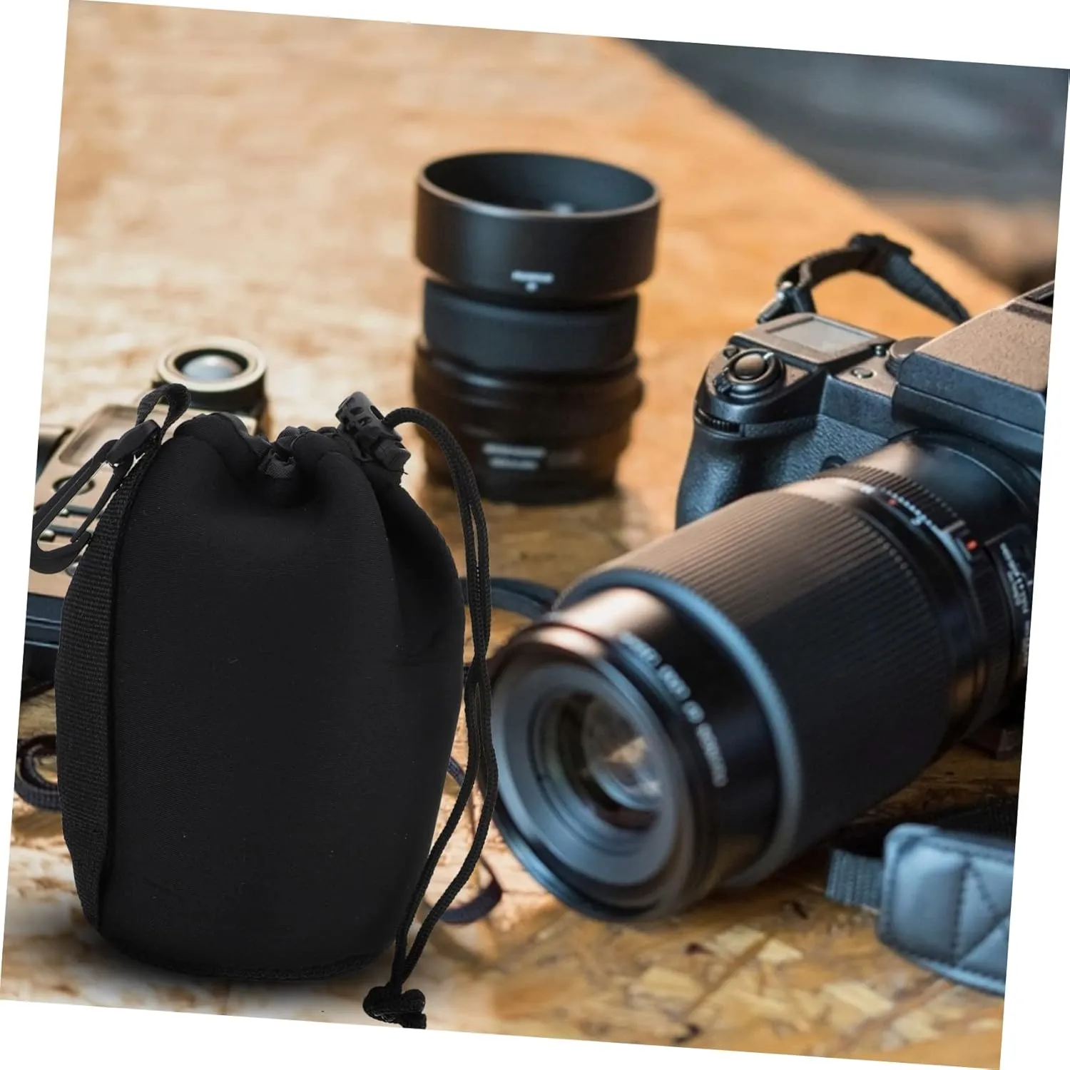 POPETPOP 2pcs Lens Bag Travel Lens Pouch Cases Protective Accessories Protector Neoprene Pouch Bag Camera Black Neoprene