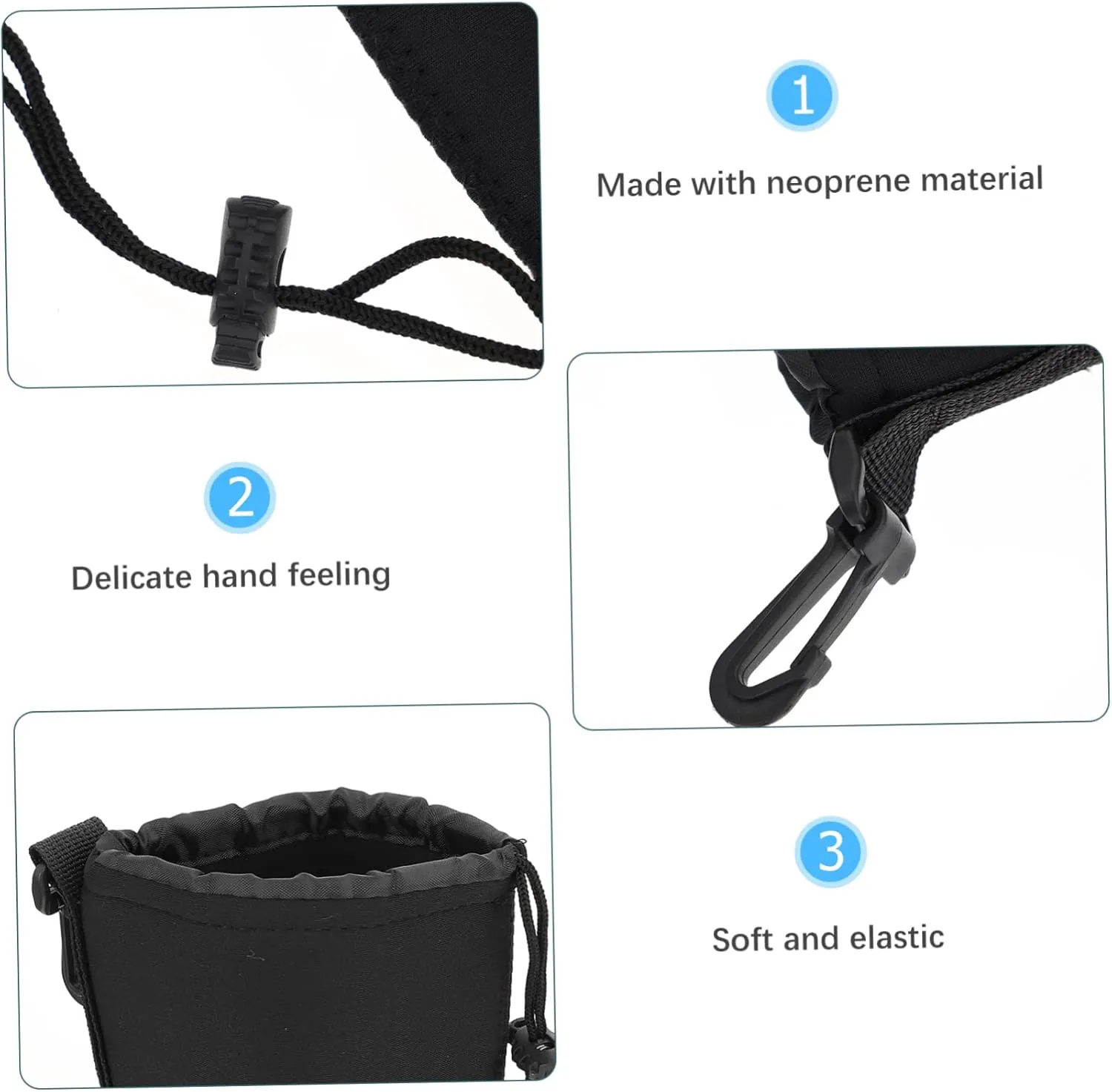 POPETPOP 2pcs Lens Bag Travel Lens Pouch Cases Protective Accessories Protector Neoprene Pouch Bag Camera Black Neoprene