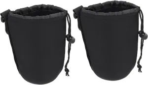 POPETPOP 2pcs Lens Bag Travel Lens Pouch Cases Protective Accessories Protector Neoprene Pouch Bag Camera Black Neoprene