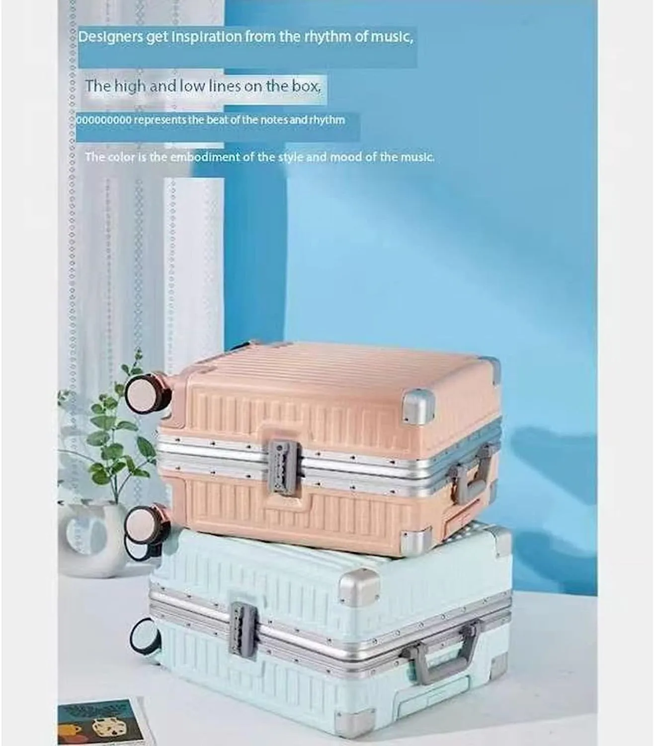 portable Luggage Suitcases With Wheels Large Capacity Carry On Luggage Wear-resistant Suitcase Detachable Partition Luggage exquisite (Green 43 * 38 * 21CM)