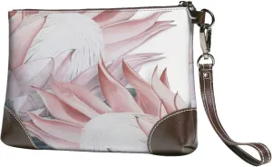 Protea Trendy Flower Women Leather Clutch Bag Wristlet Handbags Purses Evening Bag Clutch Purse