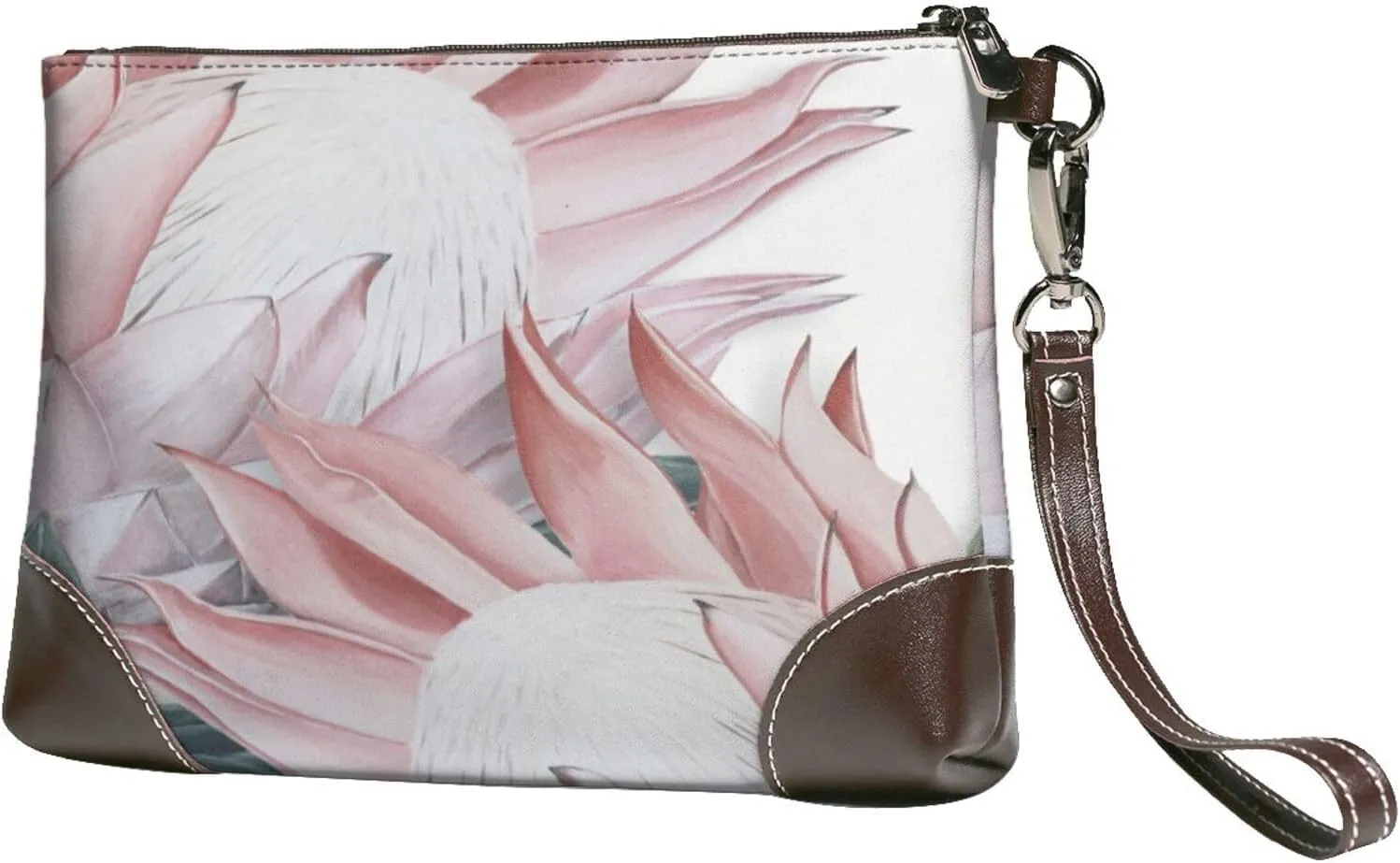 Protea Trendy Flower Women Leather Clutch Bag Wristlet Handbags Purses Evening Bag Clutch Purse