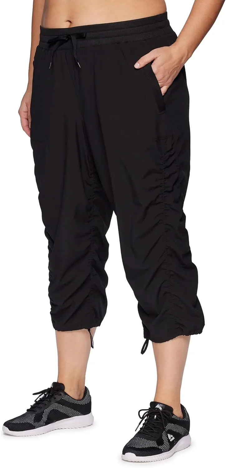 RBX Women's Plus Size Woven Lightweight Drawstring Capri Pant