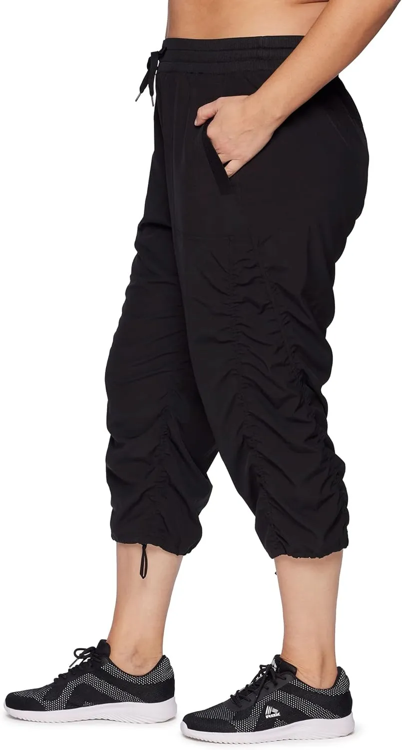 RBX Women's Plus Size Woven Lightweight Drawstring Capri Pant