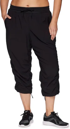 RBX Women's Plus Size Woven Lightweight Drawstring Capri Pant