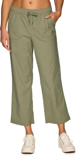 RBX Woven Ankle Pant for Women, Lightweight Quick Drying Relaxed Shadow Stripe Ankle Length Casual Pants, with Plus Sizes