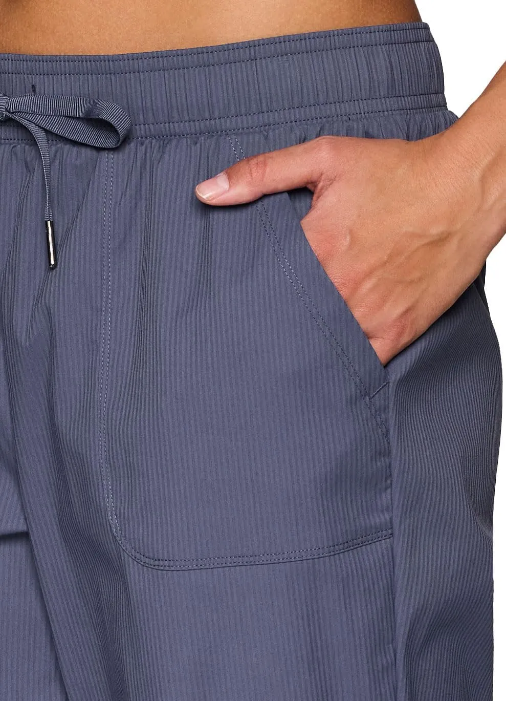 RBX Woven Ankle Pant for Women, Lightweight Quick Drying Relaxed Shadow Stripe Ankle Length Casual Pants, with Plus Sizes