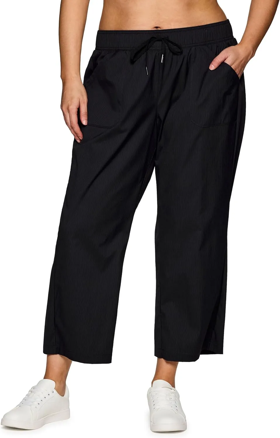 RBX Woven Ankle Pant for Women, Lightweight Quick Drying Relaxed Shadow Stripe Ankle Length Casual Pants, with Plus Sizes