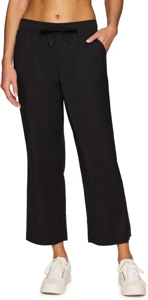 RBX Woven Ankle Pant for Women, Lightweight Quick Drying Relaxed Shadow Stripe Ankle Length Casual Pants, with Plus Sizes