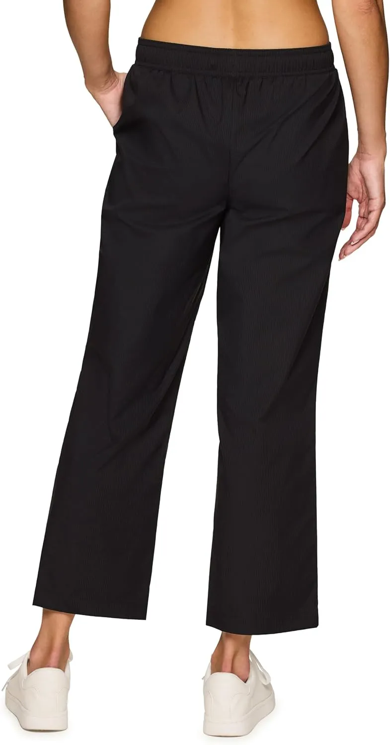 RBX Woven Ankle Pant for Women, Lightweight Quick Drying Relaxed Shadow Stripe Ankle Length Casual Pants, with Plus Sizes