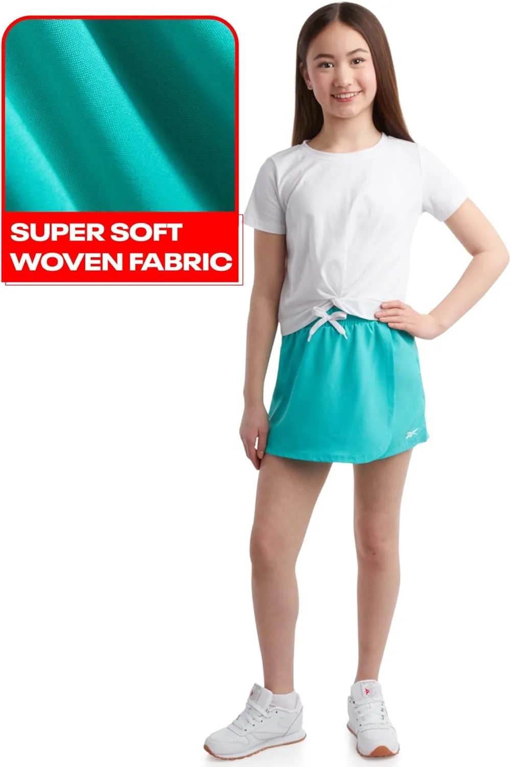Reebok Girls Active Skort - Performance Woven Athletic Skort for Tennis, Golf, Running - Sporty Summer Outfit for Girls, 7-16