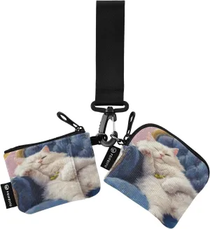 Relaxed Persian Cat Drink Dual Pouch Wristlet Portable Keychain Wallet Detachable Coin Purse Pouch with Zipper Change Purse for Women Sports Travel Outdoors