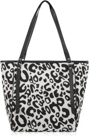 RIAH FASHION Versatile Vegan Leatherette Tote Bag - Faux Leather Purse Canvas Shoulder Strap, Leopard, Snake Print Shopper