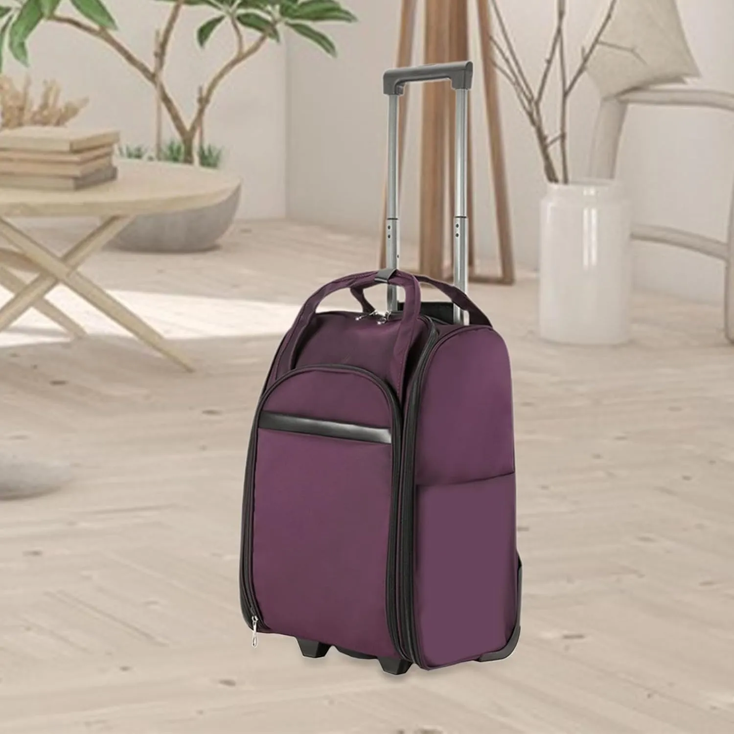 Rolling Duffel Bag with Wheels Carrying Garment Bags for Travel Friendly Picnic, Purple