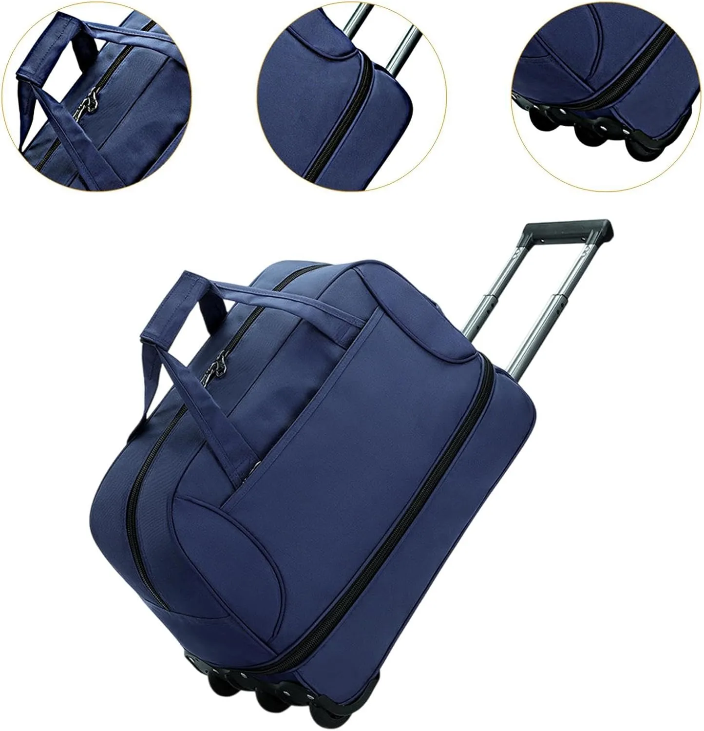 Rolling Duffel Bag with Wheels Travel Bag for Picnic Beach Sports Business Trip, Blue