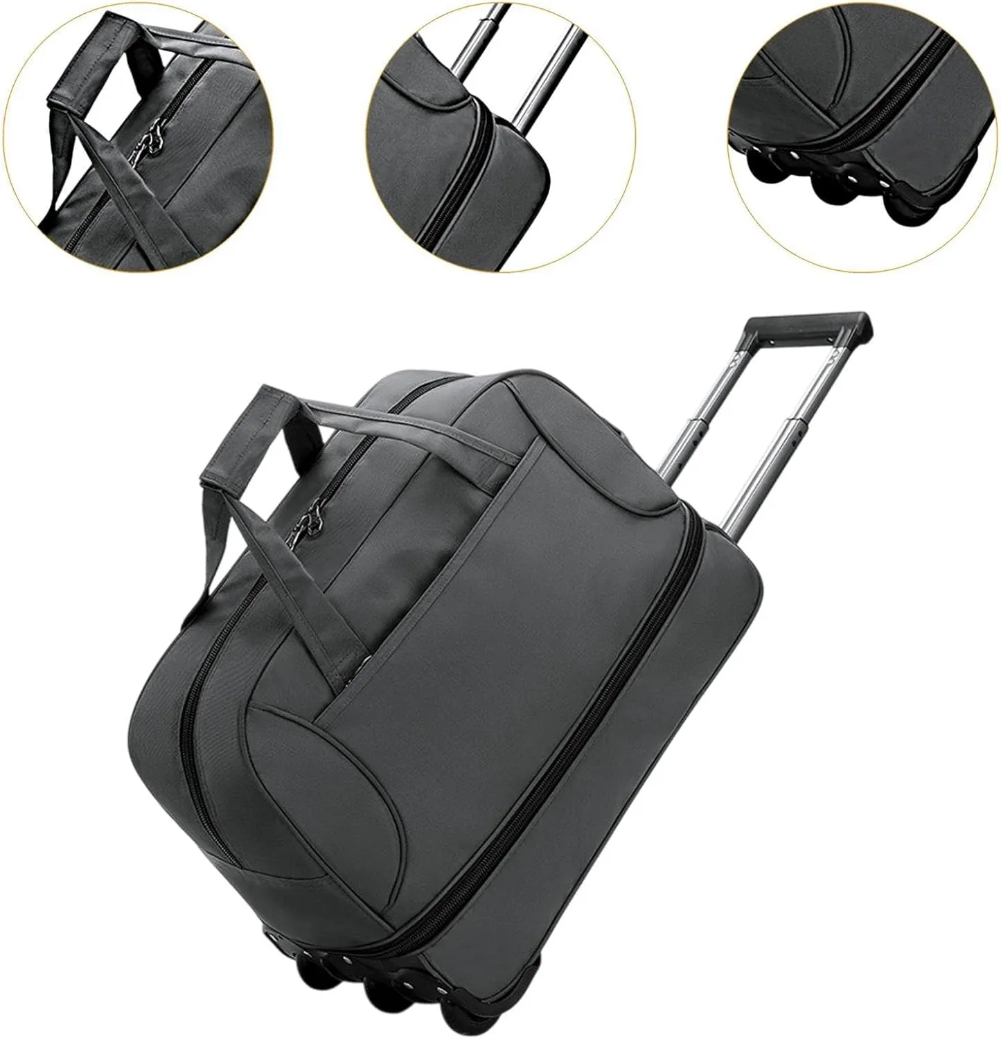 Rolling Duffel Bag with Wheels Travel Bag for Picnic Beach Sports Business Trip, Gray