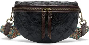 ROUROU Fashion Waist Packs for Women Genuine Leather Fanny Packs Patchwork Chest Bag Retro Shoulder Bag Crossbody Bag Purse
