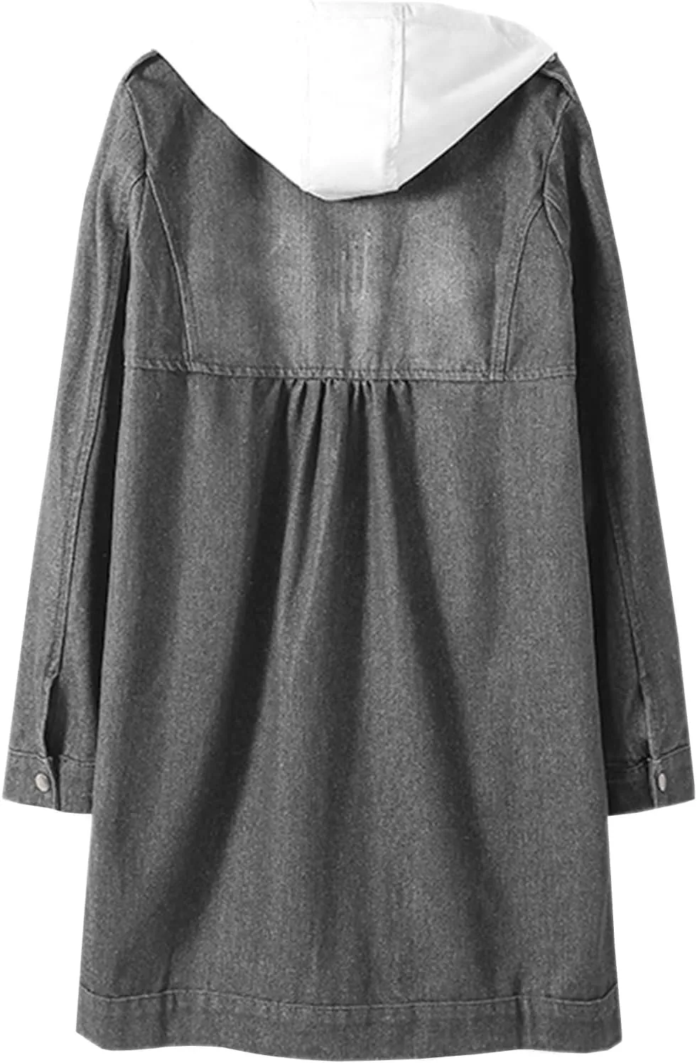 SANGTREE Women's Long Jean Jacket Casual Denim Hoodie Trench Coat
