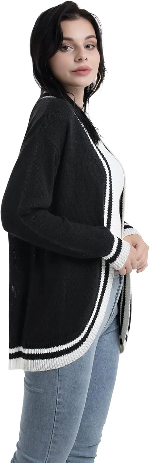 Sanifer Women's Casual Long Sleeve Loose Knit Open Front Sweater Cardigan Coat Outerwear