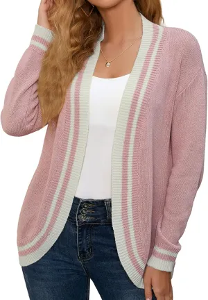 Sanifer Women's Casual Long Sleeve Loose Knit Open Front Sweater Cardigan Coat Outerwear
