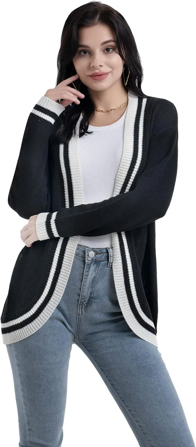 Sanifer Women's Casual Long Sleeve Loose Knit Open Front Sweater Cardigan Coat Outerwear