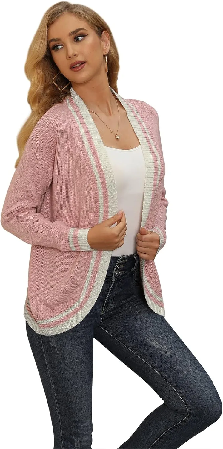 Sanifer Women's Casual Long Sleeve Loose Knit Open Front Sweater Cardigan Coat Outerwear