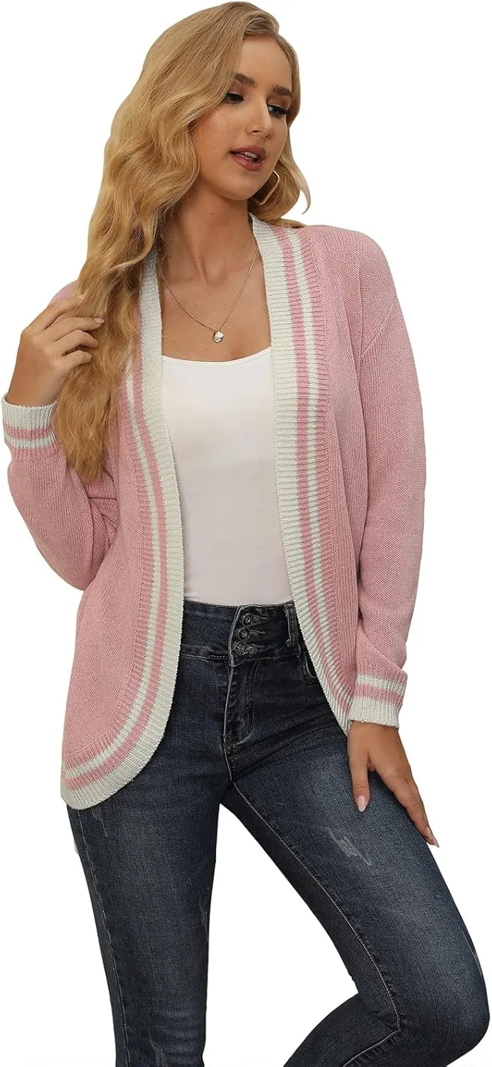 Sanifer Women's Casual Long Sleeve Loose Knit Open Front Sweater Cardigan Coat Outerwear